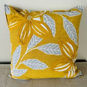 Floral Marigold, Gray and White Accent Pillow Covers (2)